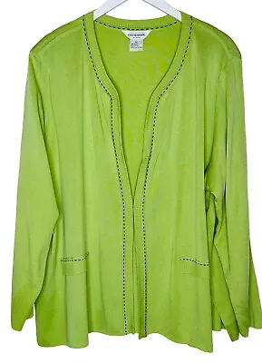 Exclusively Misook Green Open Front Knit Cardigan Sweater 3X • $45.46