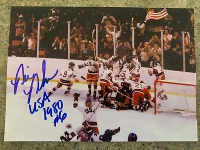 BILL BAKER USA 1980 OLYMPIC MIRACLE ON ICE GOLD MEDAL AUTOGRAPHED 5x7 PHOTO #9 • $24.50