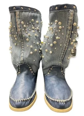 Hector Riccione Short Fringe Jean’s Moccasin Boots - Size 37 - Italian Boots • $75