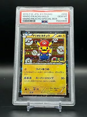 PSA 10 GEM MINT Mario Pikachu 293/XY-P Promo Japanese Holo Pokemon Card 2016 • $1689.99