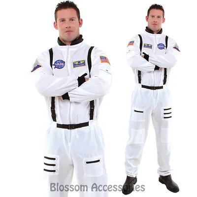 CL877 Astronaut White Mens Space Camp Suit Nasa Halloween Fancy Dress Up Costume • £36.78