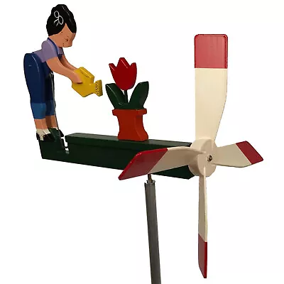 Garden Woman Whirligig Girl Watering Flowers Handmade Made In USA • $117