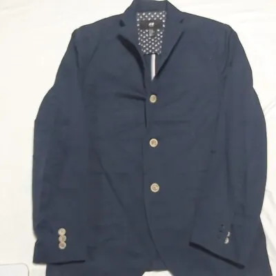 H&M Mens 40R Slim Fit Suit Jacket Navy Blue 3 Button 6 Pockets Lining • $16