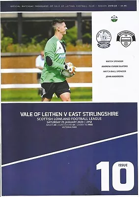 2019/20 Prog VALE OF LEITHEN V EAST STIRLINGSHIRE (Lowland League)       • £0.99