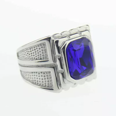 Cool Men's Gemstone Stainless Steel Casted Band Ring Men's Ring Fashion Jewelry • $8.99