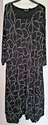 CAPRI Beautiful  'jersey' Mainly Black Long Sleeved Dress  M-L  BNWT • £9.99