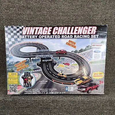  Vintage Challenger Racing Set 7' Slot Car Track Mustang Cars Battery Operated   • $34.89