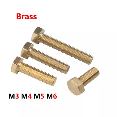 M3 - M10 Solid Brass Fully Threaded Set Screws Hexagon Hex Screw Bolts Din 933 • £2.26