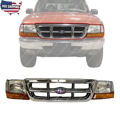 New Chrome Grille Headlight Parking Light Set For 98-00 Ford Ranger Pickup Truck • $200.05