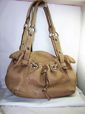 B. Makowsky Tan Leather Hobo Style Shoulder Bag Double Straps & Lots Of Pockets • $33.99