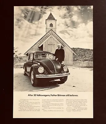 $9.99 • Buy 1969 Volkswagen Beetle Advertisement VW Bug Church Priest Believes Vtg Print AD