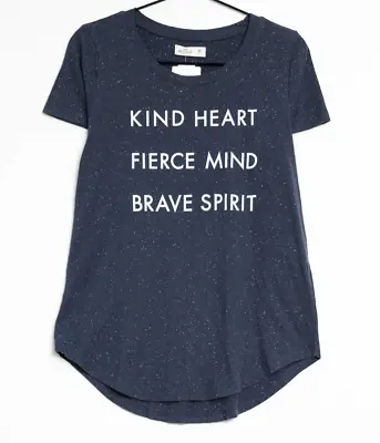 $19.42 • Buy Hollister Junior's Navy  Kind Heart, Fierce Mind, Brave Spirit   Navy Tee - L