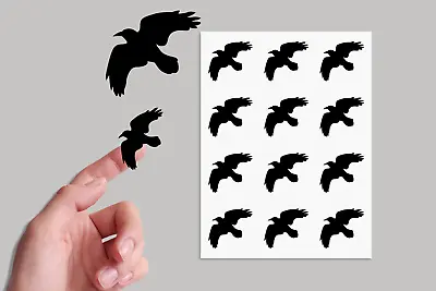 30 X 5cm Halloween Crow Bird Black Peel Vinyl Stickers Decorations Party  • £4