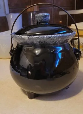 Ceramic Black Witches Cauldron Kettle Vintage Spooky • $19.99