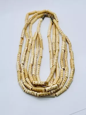 Carved Bovine Bone Vintage Necklace • $20