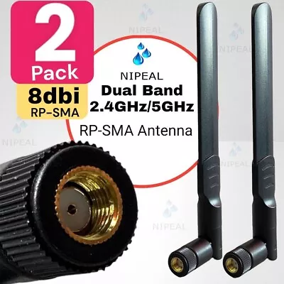 2 Pack Dual Band WiFi 2.4GHz 5GHz 5.8GHz 8dBi MIMO RP-SMA Male Antenna • $6.99