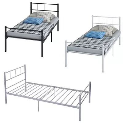 Simple Budget Metal Bed Single Bed Frame With Mattress Options Bedroom Furniture • £32.99