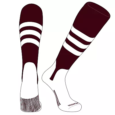 PEAR SOX OTC Baseball Softball Stirrup Socks (A 5in) Maroon White • $15.99