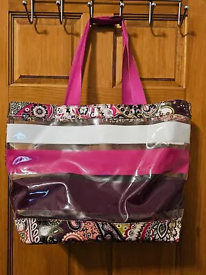 Vera Bradley Very Berry Paisley XL Large RESORT TOTE  Clear Beach 100% Authentic • $20