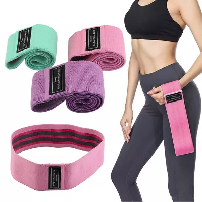 Ladies Indoor Fabric Exercise Resistance Bands Hips Circles Yoga Home GYM EM • $34.03