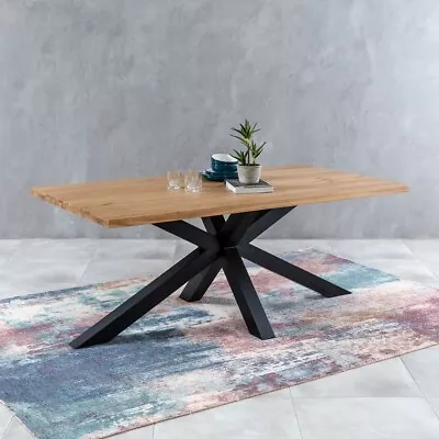 Metro Industrial Oak Medium 1.9m Starburst Dining Table – 6 To 8 Seat-OAK-T5-BB1 • £469