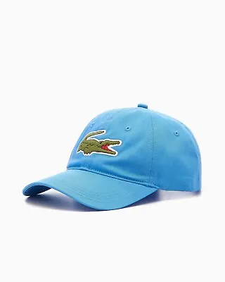 Lacoste Logo Baseball Cap Blue Oversized Croc Hat Mens • £26.99
