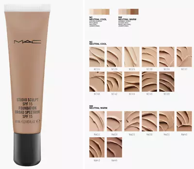 MAC STUDIO SCULPT SPF15 FOUNDATION 40ML /1.3 Oz 100% AUTHENTIC CHOOSE SHADE • $41.25