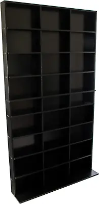 Media Storage Shelf CD DVD Movie Game Book Rack Black Organizer Stand Wall Tower • $132.99