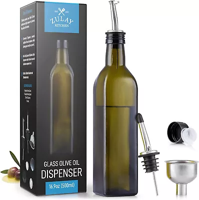 Zulay Olive Oil Dispenser Bottle For Kitchen - Glass Olive Oil Bottle With 2 2 2 • £11.99