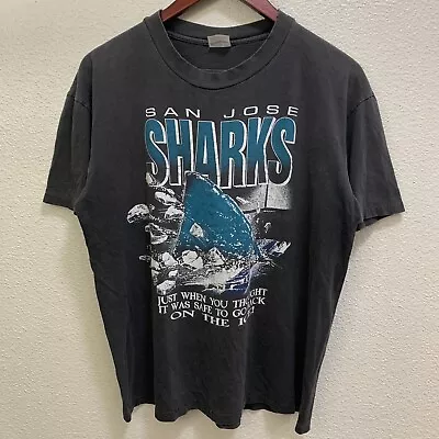 Vintage 80s San Jose Sharks Just When You Thought Hockey Ice Nhl Tee Shirt 90s • $90