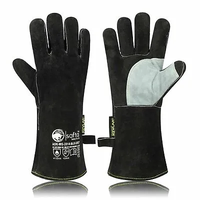 Welders Welding Gloves Fire Heat Resistant Heavy Duty Gauntlets BBQ Oven TIG MIG • £12.80