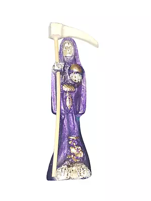 4  9cm Purple La Morada Santa Muerte Holy Death Grim Reaper Statue Fixed Cured • $15.98