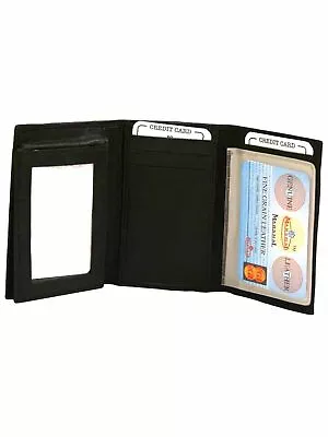 Trifold Black Classic Mens Leather Wallet • $13.99