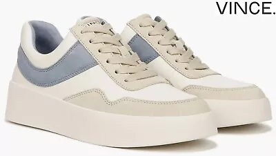 Vince Nib $250 Women Warren Court Milk/lake Blue Leather Platform Sneaker. 8 M • $74.99