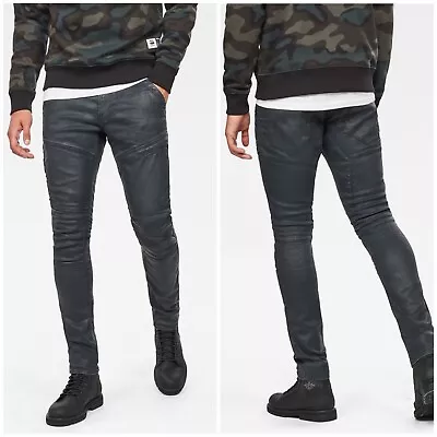 G-Star Raw Men’s Rackam Jeans Size 30 Waxed Blue-Black Skinny 3D • $59.99