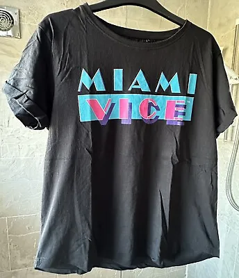 Women's Miami Vice Black Logo T-Shirt Used Excellent Condition Large • £4.49
