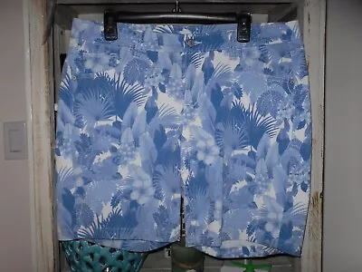 Tommy Bahama Blue Floral Denim Shorts Misses 14 **euc** • $9.50