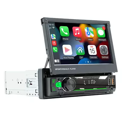 1DIN Stereo Radio Car MP5 Player Video Bluetooth Retractable Screen 7in Aux USB • $183.88