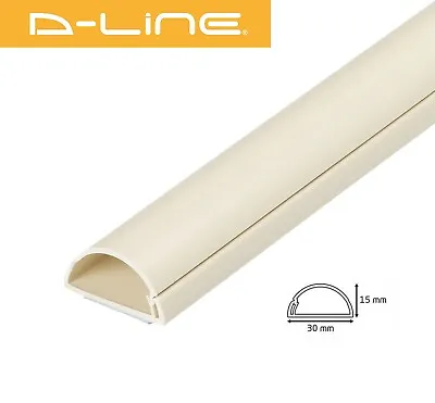 D-Line 30x15 Magnolia PVC Trunking TV Cable Management Hide Cover 1 Meter Length • £8.49