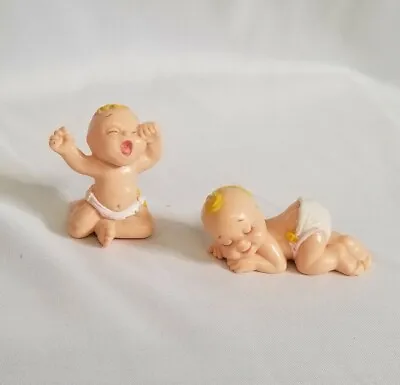 Lot Of 2 Vintage 1991 Galoob Magic Diaper Babies Sleepy Blond Baby PVC Figures  • $12