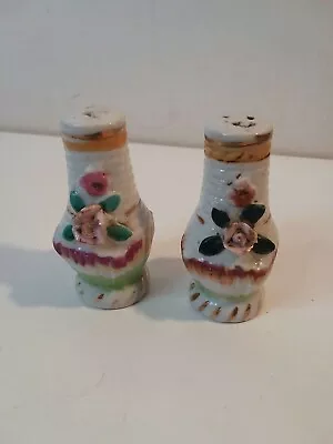 Salt And Pepper Shakers Vintage Vase Flower Rose  Japan • $8