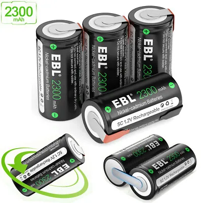 Lot SC Sub C 2200mAh 1.2V NiMH Rechargeable Battery W/Tab For Power Tools • $8.69