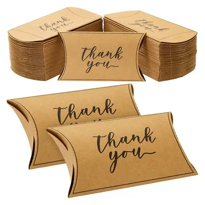 $17.99 • Buy 100 Pack Kraft Pillow Boxes For Gifts Wedding Birthday Party Thank You Bulk 5x3”