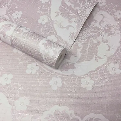 Paste The Wall - Traditional Lourdes Floral Medallion Damask Feature Wallpaper • £1.99