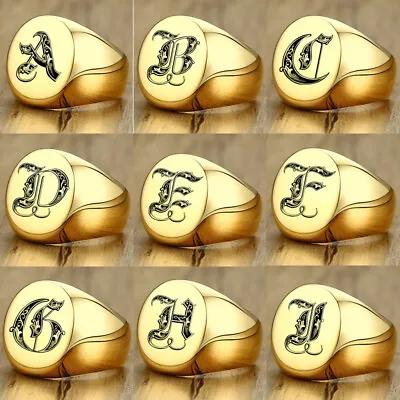 Mens Gold Signet Ring Signature Ring Silver Initials Royal Initialen Letters • £7.79