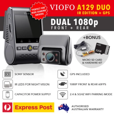 $289 • Buy Viofo A129 PLUS DUO IR Dual Dash Camera 1080P + GPS + WIFI 5Ghz + HW KIT & 32GB