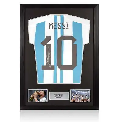 Framed Lionel Messi Signed Argentina Shirt: Home 2022-23 With Fan Style Numbers • £1964.99