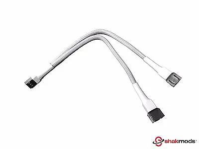 Shakmods 3 Pin Fan Y Splitter 20cm White Sleeved Extension Cable UK First Class • £3.99