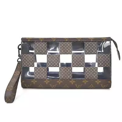 LOUIS VUITTON Clutch Bag Monogram Chess Stand Pouch PVC/Monogram Canvas Brown Me • £1012.63