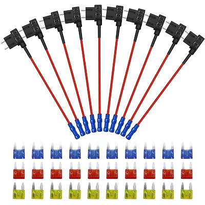 10 Pack 12V Car Add-A-Circuit Fuse Tap Adapter Mini ATM APM Blade Fuse Holder • $11.96